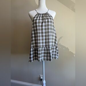 Cloth & Stone Women's Large Sleeveless Cotton Gingham Patterned Tank Top